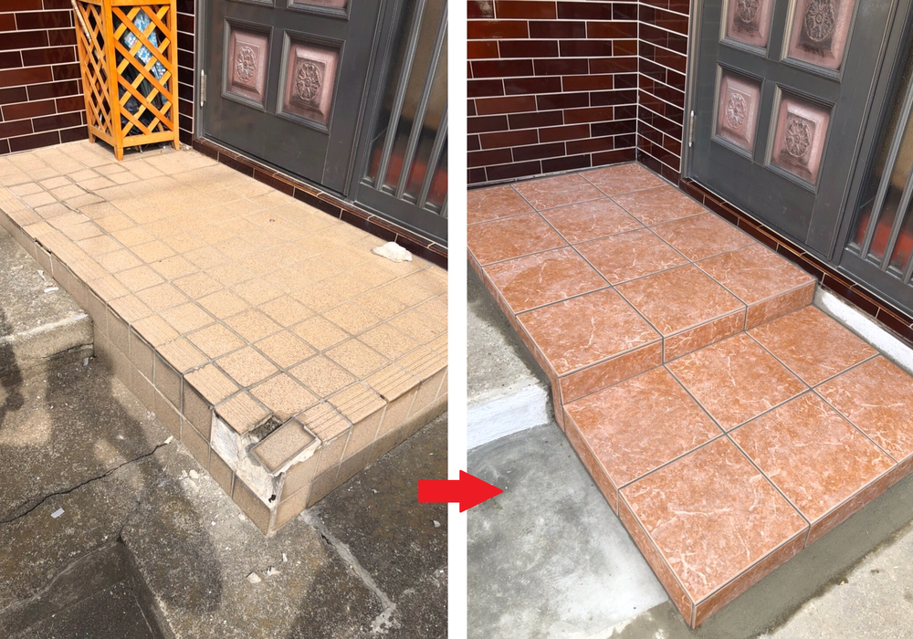 相模原市 E様 玄関ポーチ 階段改修工事 海老名のリフォーム業者 川畑工務店は実際の施工事例を公開しております